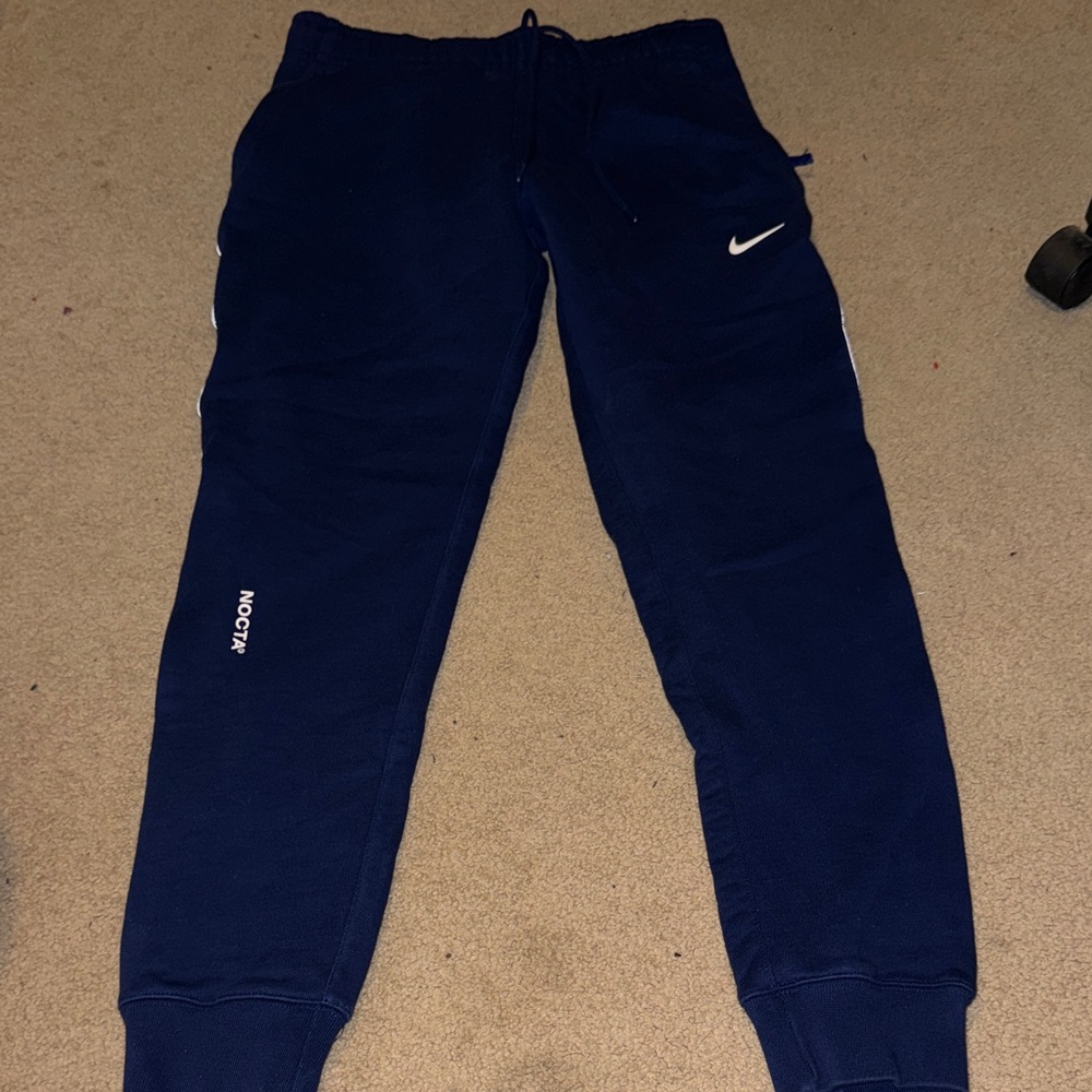Nike Nocta Navy Joggers with White Logo